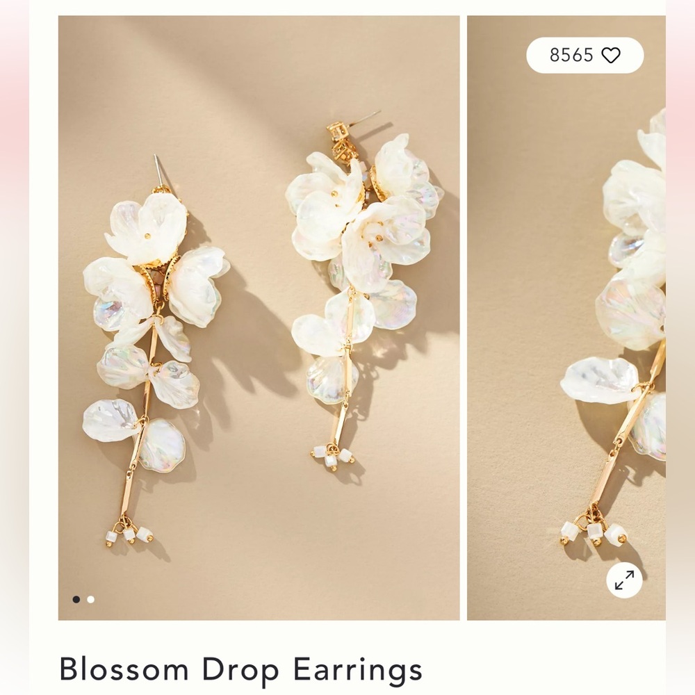 Anthropologie Floral Earrings Ivory